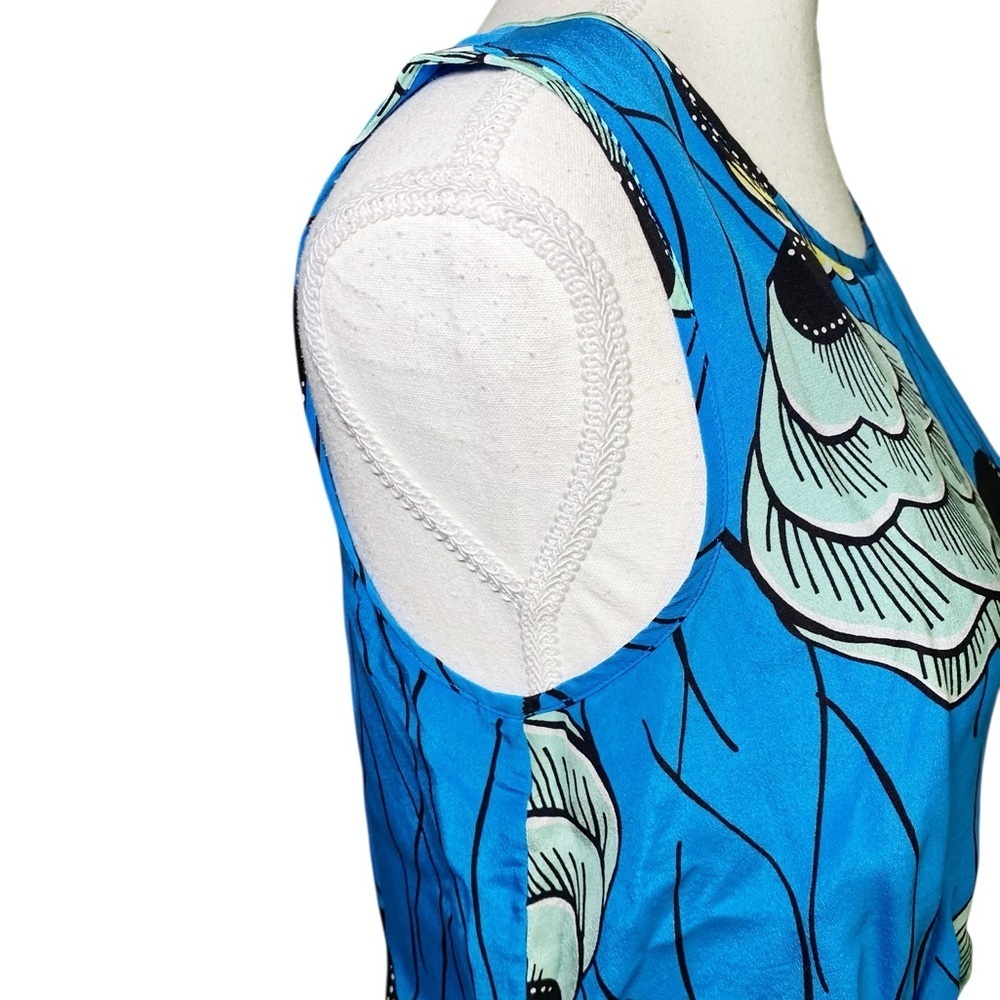 Anthropologie 100% Silk Blue Floral Palma Midi Dress by Sariah - Picture 6 of 16